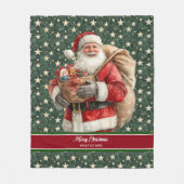 ヴィンテージサンタクロース水の色のスロークリスマス フリースブランケット (正面)