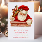 ヴィンテージサンタクロース煙突レトロホリデーパーティー 招待状