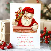 ヴィンテージサンタクロース煙突レトロホリデーパーティー 招待状
