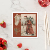 ヴィンテージサンタクロース父エンジェルクリスマスパーティー スタンダードカクテルナプキン (インサイチュ)