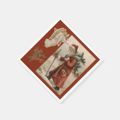 ヴィンテージサンタクロース父エンジェルクリスマスパーティー スタンダードカクテルナプキン (角)