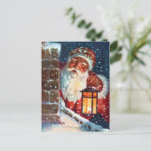 ヴィンテージサンタクロース父クリスマスオンルーフ シーズンポストカード (スタンド正面)