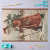 ヴィンテージサンタクロース父クリスマスデクページ 薄葉紙 (クラフト)