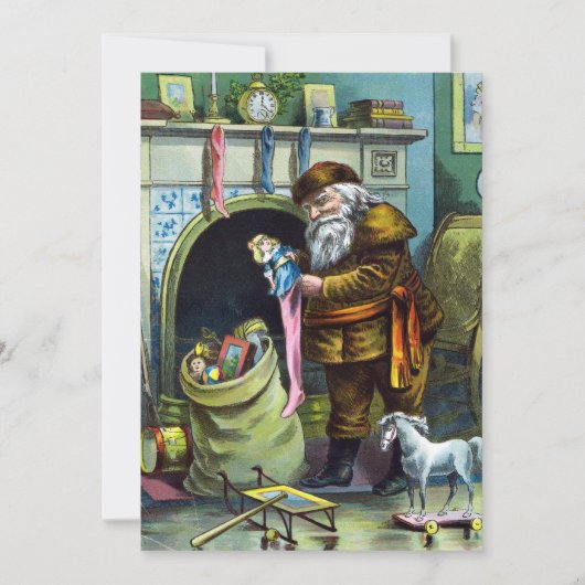 ヴィンテージサンタクロース玩具クリスマスパーティの招待状 招待状 (正面)