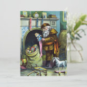 ヴィンテージサンタクロース玩具クリスマスパーティの招待状 招待状 (スタンド正面)