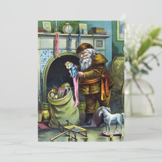 ヴィンテージサンタクロース玩具クリスマスパーティの招待状 招待状 (スタンド正面)