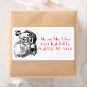 ヴィンテージサンタクロース白黒レッドクリスマス ラベル (インサイチュ)