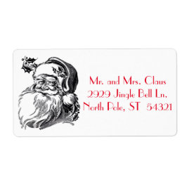 ヴィンテージサンタクロース白黒レッドクリスマス ラベル