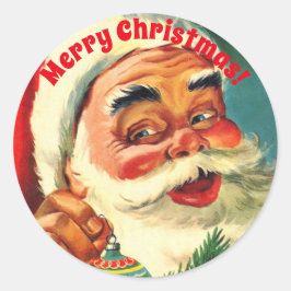 ヴィンテージサンタクロース笑顔とオーナメント ラウンドシール