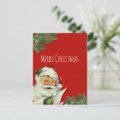 ヴィンテージサンタクロース赤クリスマスグリーティング シーズンポストカード (スタンド正面)