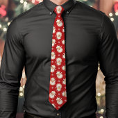 ヴィンテージサンタクロース赤クリスマススノーフレーク ネクタイ