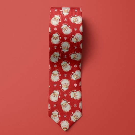 ヴィンテージサンタクロース赤クリスマススノーフレーク ネクタイ