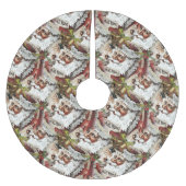 ヴィンテージサンタクロース赤クリスマスツリースカート ブラッシュドポリエステルツリースカート (正面)