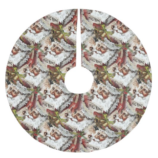 ヴィンテージサンタクロース赤クリスマスツリースカート ブラッシュドポリエステルツリースカート (正面)