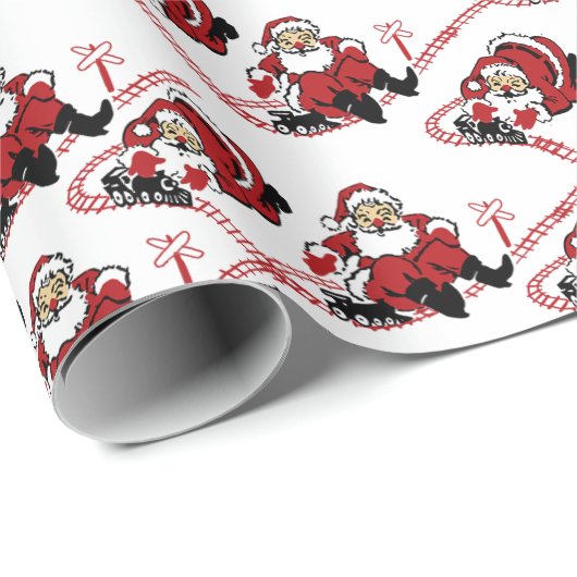 ヴィンテージサンタクロース遊のおもちゃがクリスマスを訓練 ラッピングペーパー (ロールコーナー)