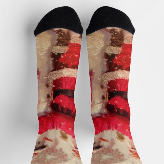 ヴィンテージサンタクロース雪だるまウィンタークリスマス ソックス (上部)