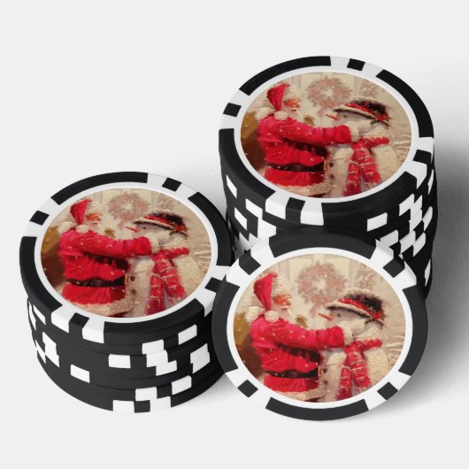 ヴィンテージサンタクロース雪だるまウィンタークリスマス ポーカーチップ (積み重ね)