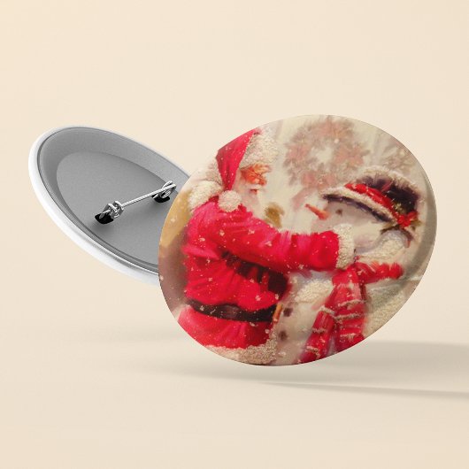 ヴィンテージサンタクロース雪だるまウィンタークリスマス 缶バッジ