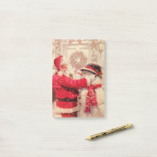 ヴィンテージサンタクロース雪だるまクリスマスフェスティバル ポストイット (デスク上)