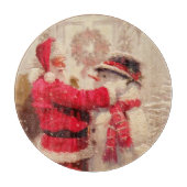 ヴィンテージサンタクロース雪だるまクリスマス カッティングボード (正面)