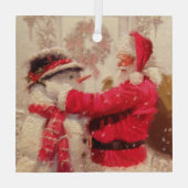 ヴィンテージサンタクロース雪だるまクリスマス ガラスオーナメント (裏面)