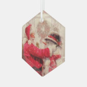 ヴィンテージサンタクロース雪だるまクリスマス ガラスオーナメント (正面左)