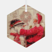 ヴィンテージサンタクロース雪だるまクリスマス ガラスオーナメント (裏面)