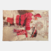 ヴィンテージサンタクロース雪だるまクリスマス キッチンタオル (横)