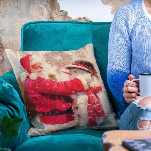 ヴィンテージサンタクロース雪だるまクリスマス クッション