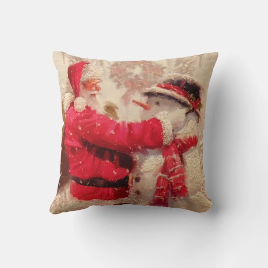 ヴィンテージサンタクロース雪だるまクリスマス クッション (裏面)