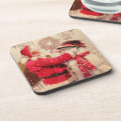 ヴィンテージサンタクロース雪だるまクリスマス コースター (左側)