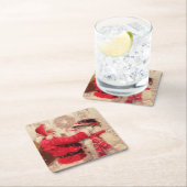 ヴィンテージサンタクロース雪だるまクリスマス スクエアペーパーコースター (インサイチュ)