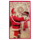 ヴィンテージサンタクロース雪だるまクリスマス スモールペーパーバッグ (裏面)