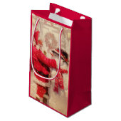 ヴィンテージサンタクロース雪だるまクリスマス スモールペーパーバッグ (裏面アングル)