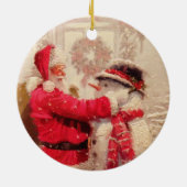 ヴィンテージサンタクロース雪だるまクリスマス セラミックオーナメント (裏面)