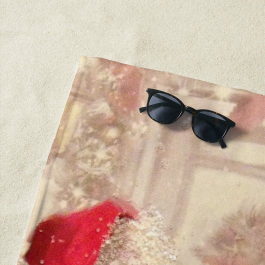 ヴィンテージサンタクロース雪だるまクリスマス ビーチタオル (インサイチュ)