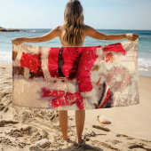 ヴィンテージサンタクロース雪だるまクリスマス ビーチタオル