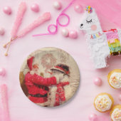ヴィンテージサンタクロース雪だるまクリスマス ペーパープレート (パーティー)