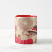 ヴィンテージサンタクロース雪だるまクリスマス マグカップ (中央)