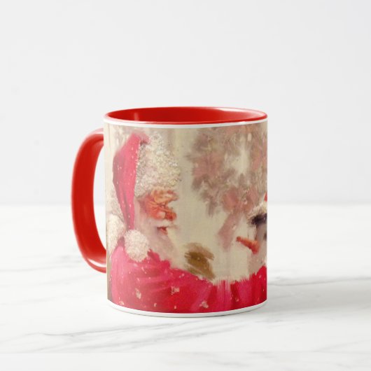 ヴィンテージサンタクロース雪だるまクリスマス マグカップ (正面左)