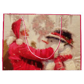 ヴィンテージサンタクロース雪だるまクリスマス ラージペーパーバッグ (裏面)