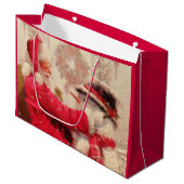 ヴィンテージサンタクロース雪だるまクリスマス ラージペーパーバッグ (正面アングル)