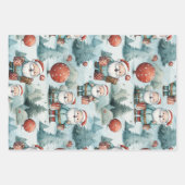 ヴィンテージサンタクロース霜の降りたザスノーマンクリスマス ラッピングペーパーシート (正面3)