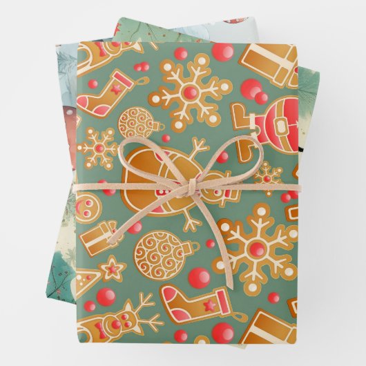 ヴィンテージサンタクロース霜の降りたザスノーマンクリスマス ラッピングペーパーシート (インサイチュ)