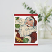 ヴィンテージサンタクロース顔ギフト シーズンポストカード (スタンド正面)
