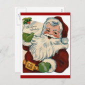 ヴィンテージサンタクロース顔ギフト シーズンポストカード (正面/裏面)