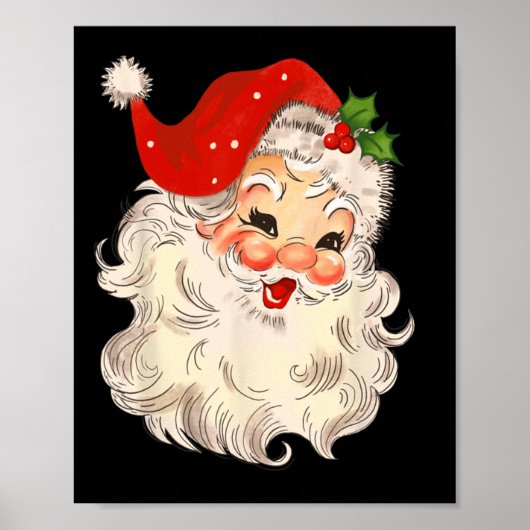 ヴィンテージサンタクロース顔クリスマスクリスマスサンタクラ ポスター (正面)