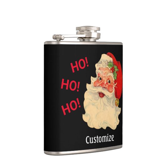 ヴィンテージサンタクロース顔ビニール包まれたフラスコ フラスク (右)