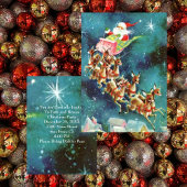 ヴィンテージサンタクロース飛んでいるトナカイ招待状 招待状