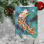 ヴィンテージサンタクロース飛んでいるトナディアオーバーハウス カード